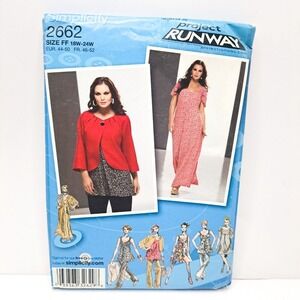 Simplicity Project Runway Sewing Pattern Dress‎ Top Jacket Plus Size 18W-24W
